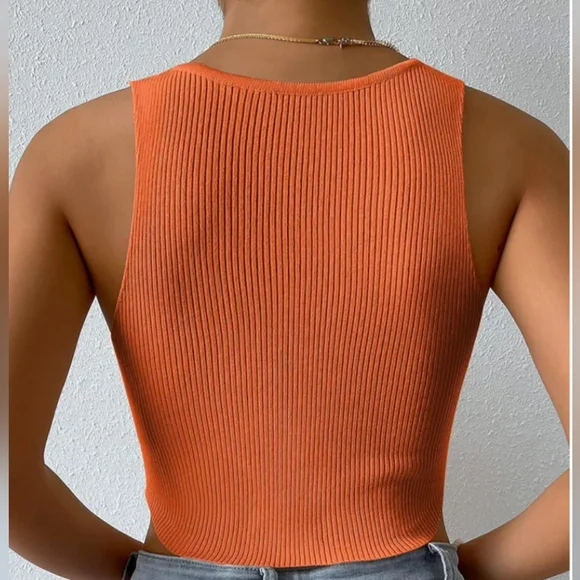 H&M Vibrant Orange Tank Vest Cropped Top - Picture 13 of 17